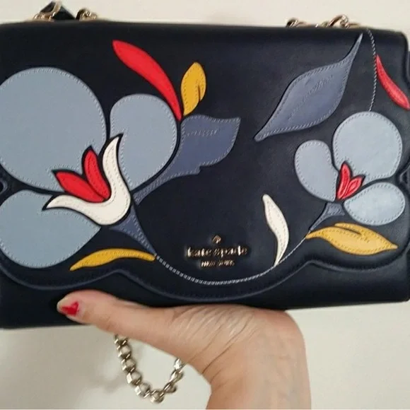 Kate Spade Blue and Black Floral Crossbody Bag - Picture 3 of 11